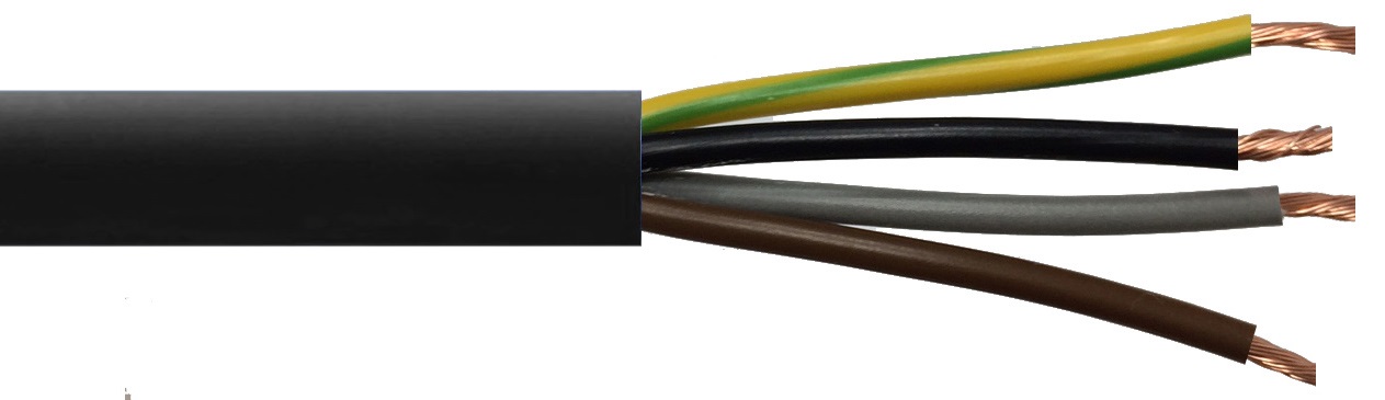 1.5mm 4 Core Black NYY-J Cut to Length